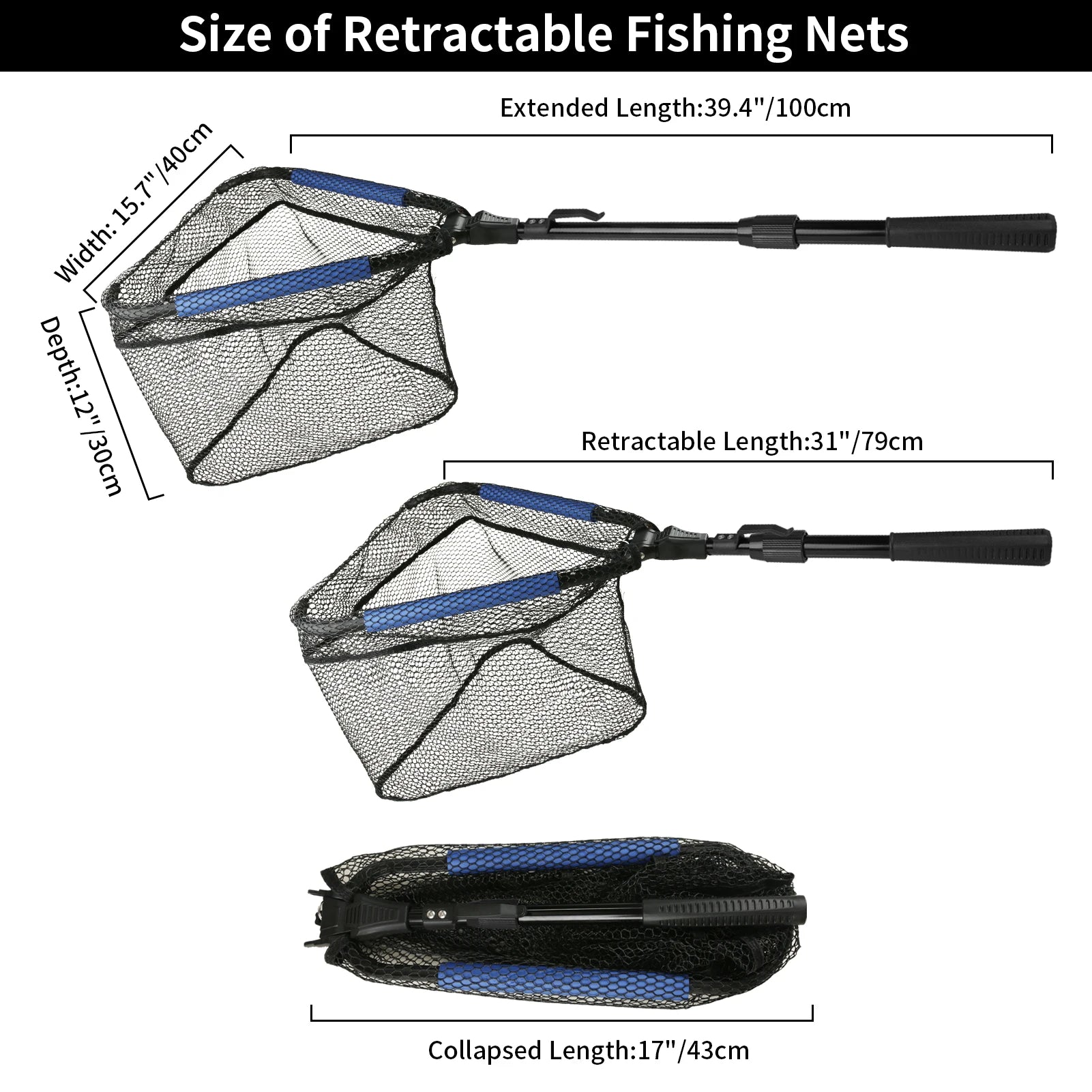 Épuisette de pêche télescopique en aluminium – Pliable et durable