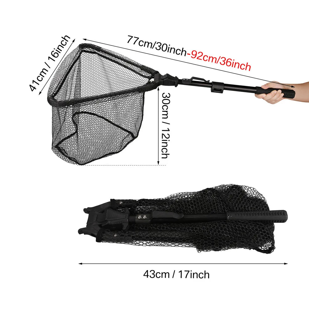 Épuisette de pêche télescopique en aluminium – Pliable et durable