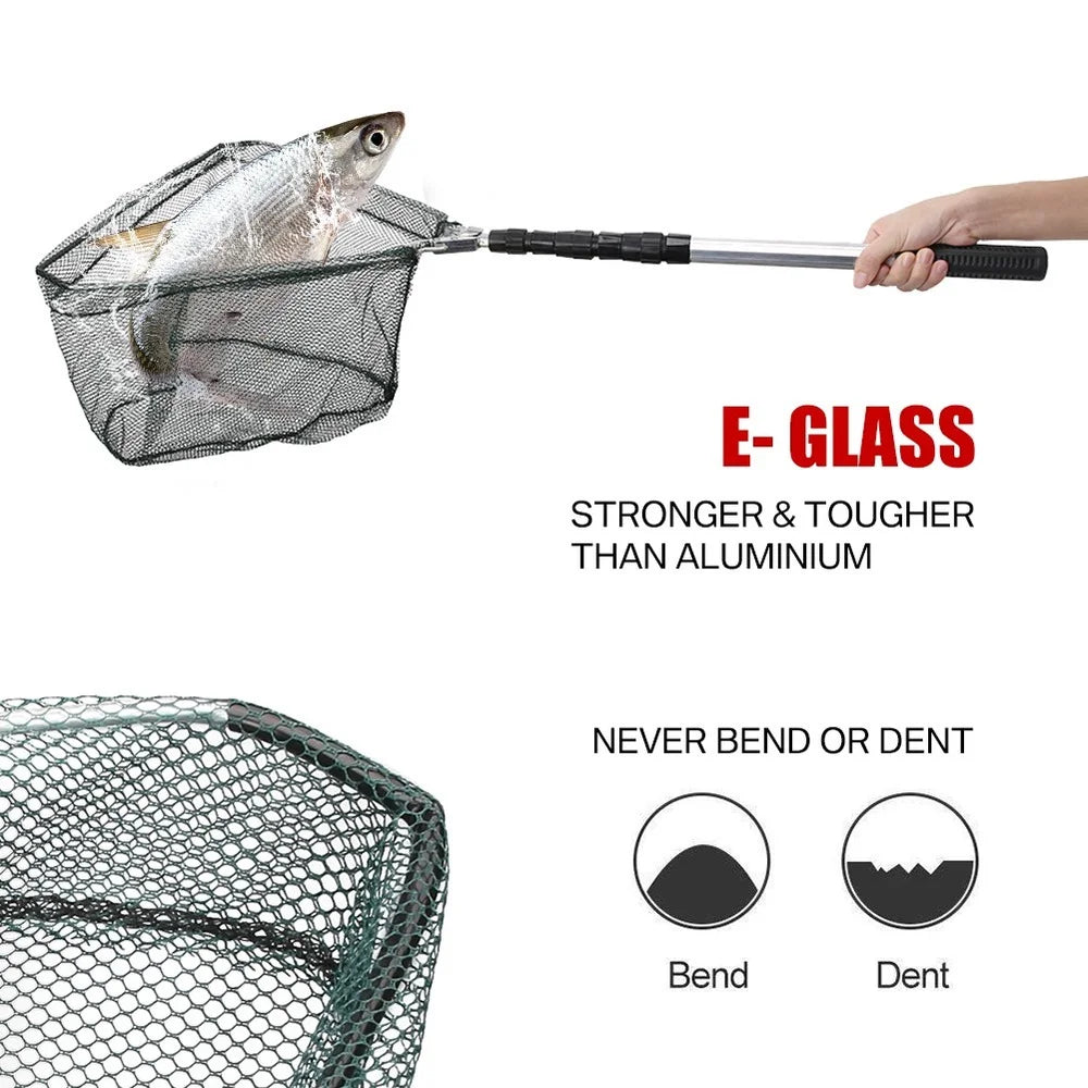 Épuisette de pêche télescopique en aluminium – Pliable et durable