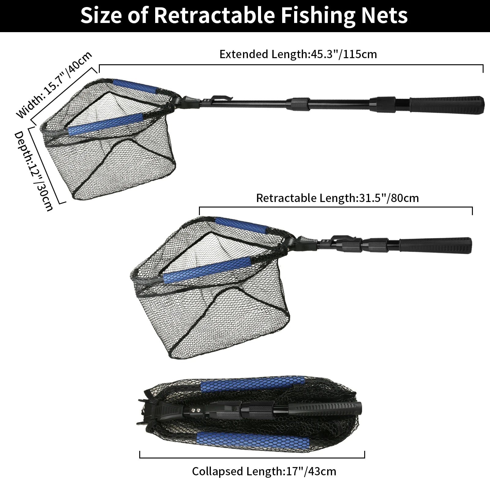 Épuisette de pêche télescopique en aluminium – Pliable et durable