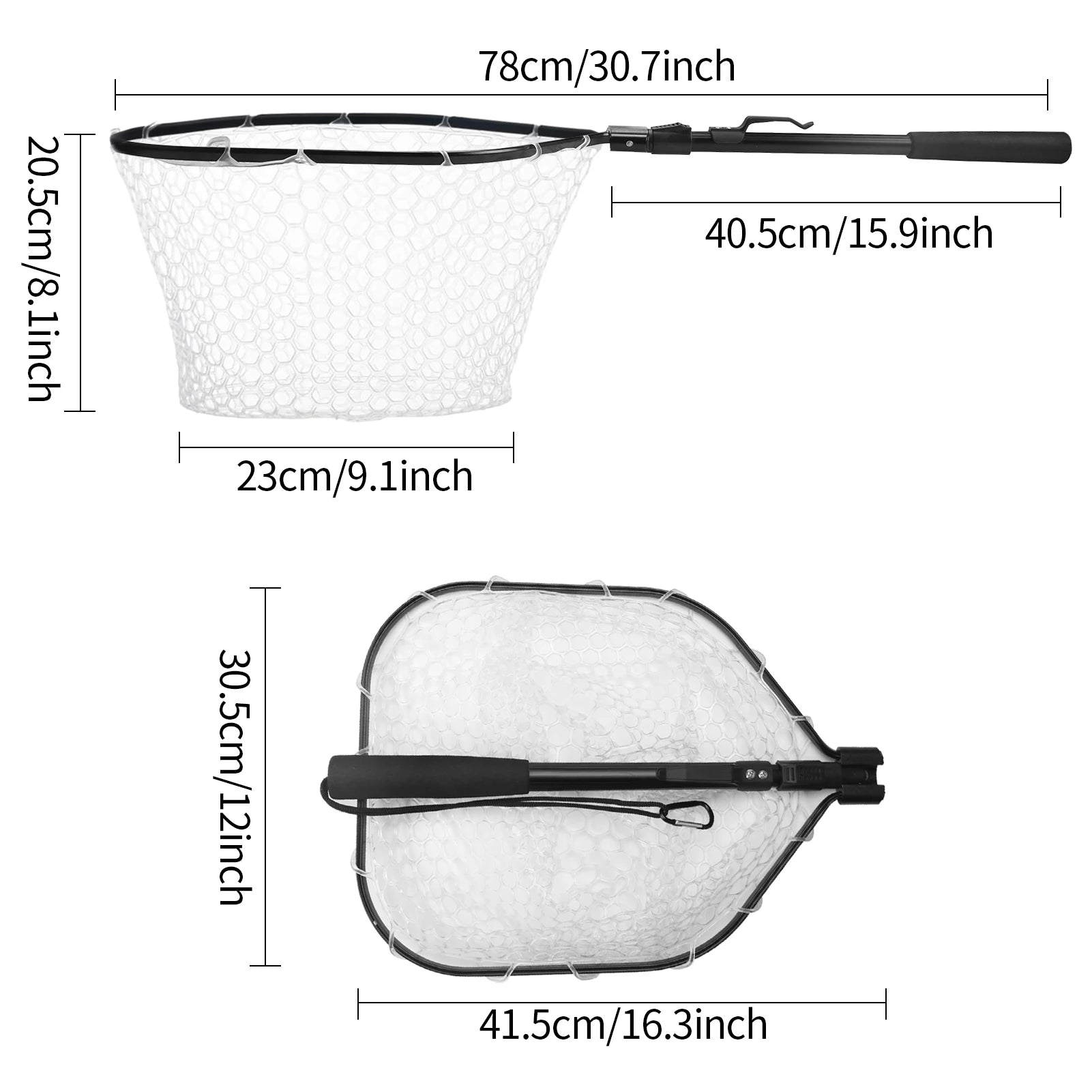 Épuisette de pêche télescopique en aluminium – Pliable et durable
