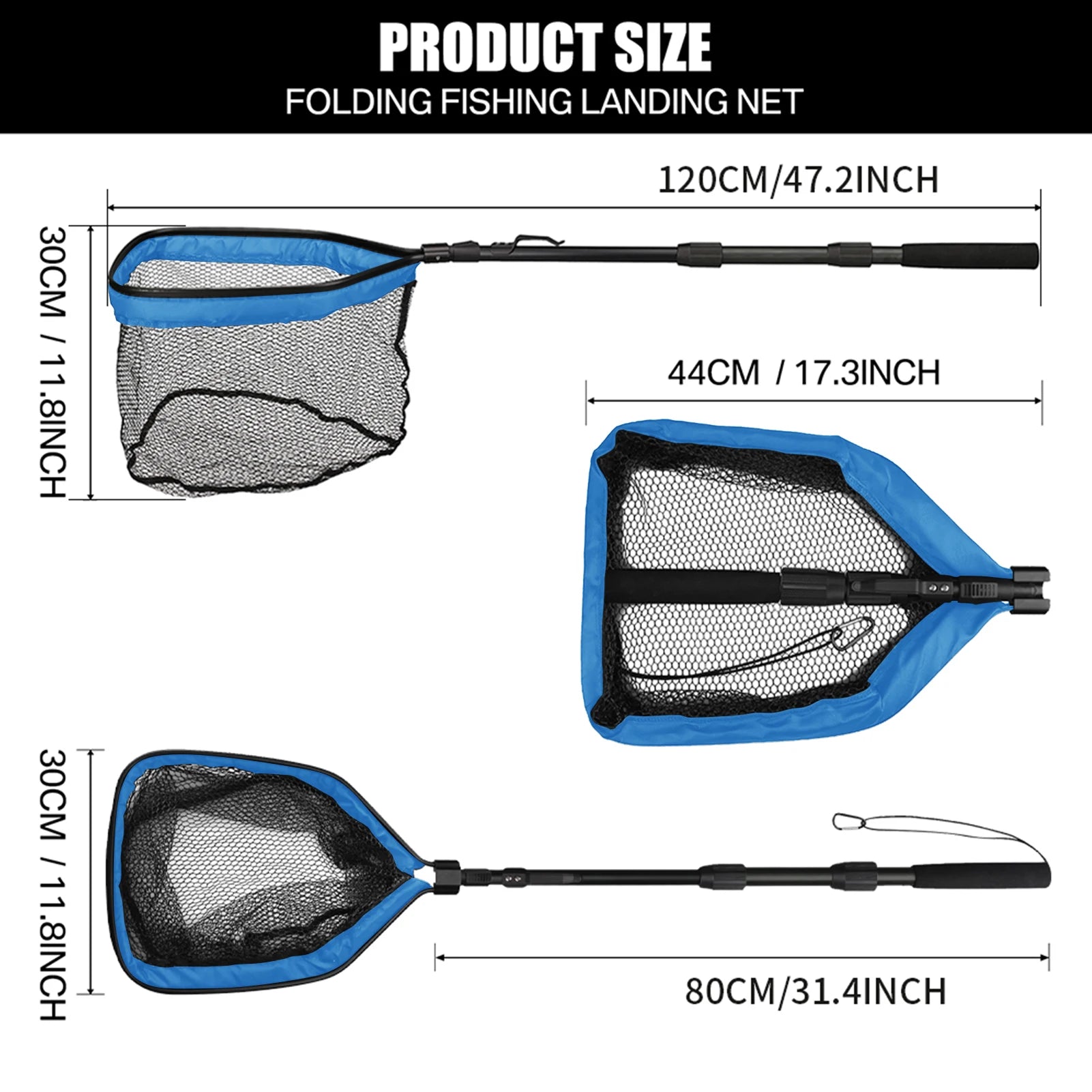 Épuisette de pêche télescopique en aluminium – Pliable et durable