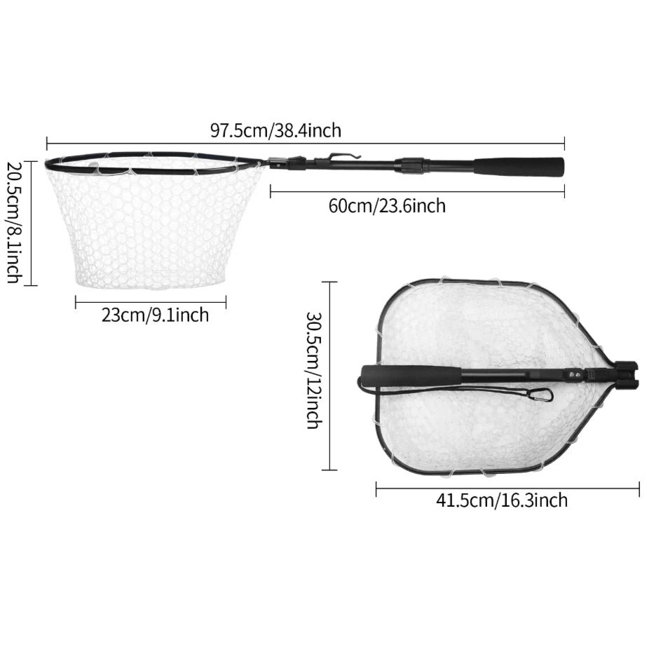 Épuisette de pêche télescopique en aluminium – Pliable et durable