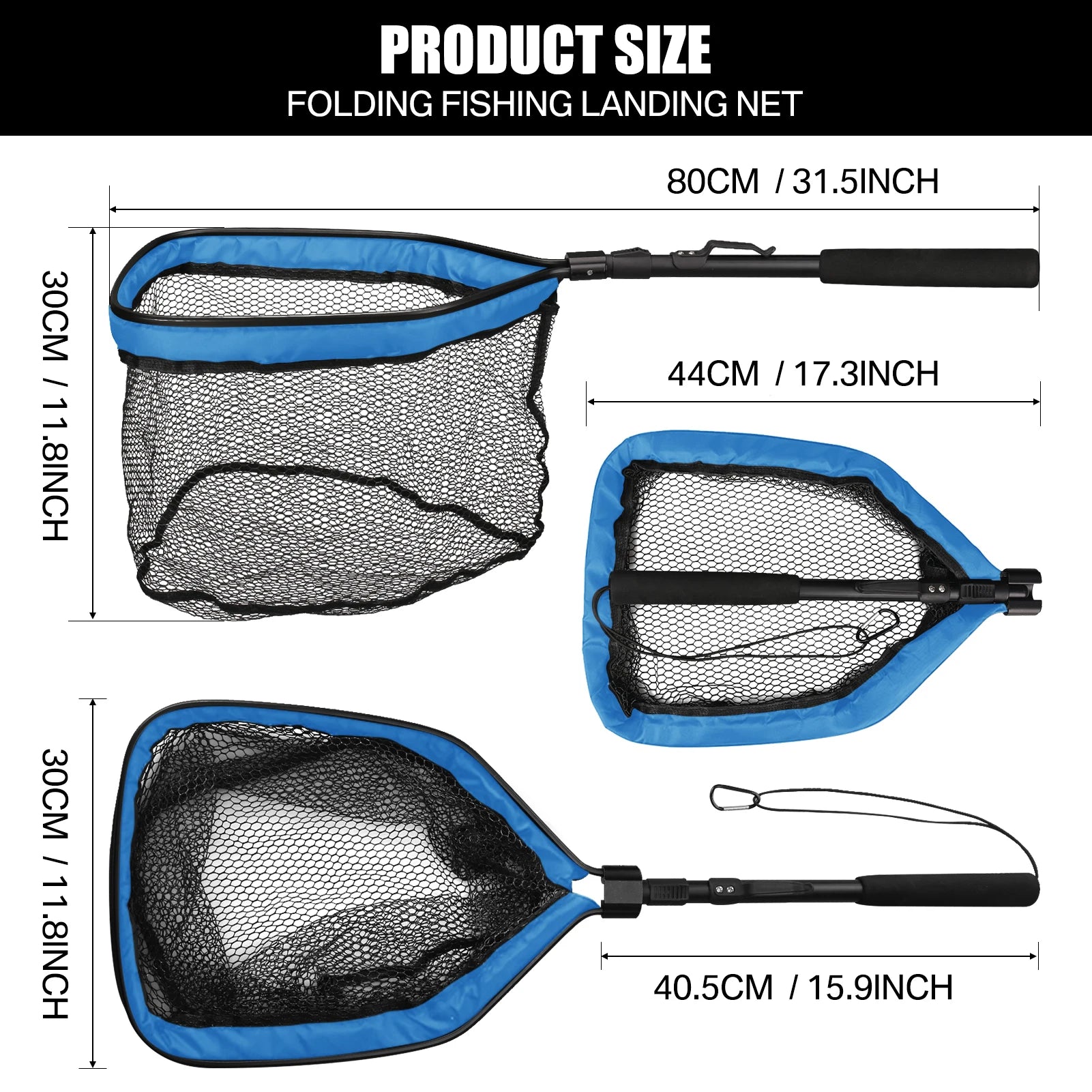 Épuisette de pêche télescopique en aluminium – Pliable et durable