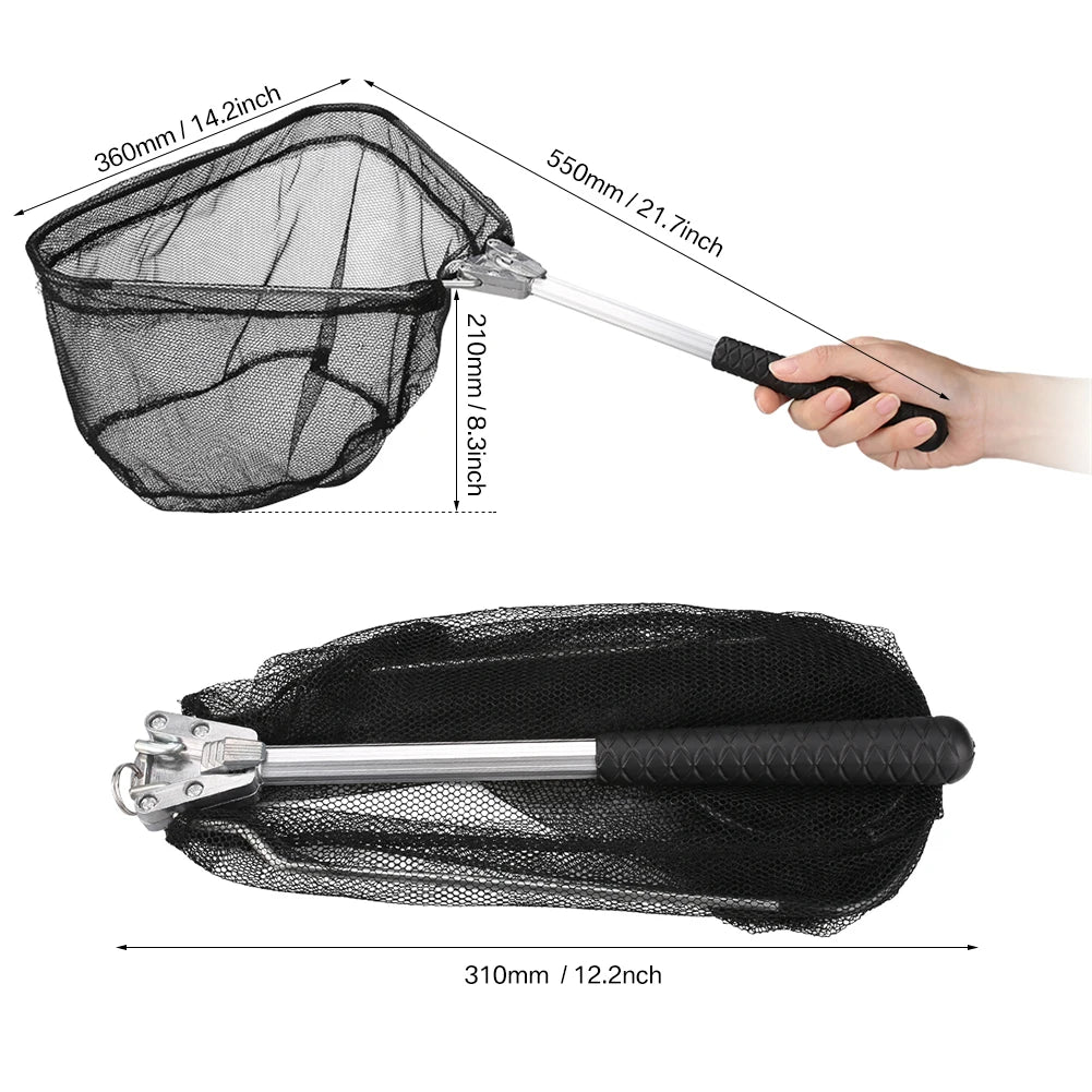 Épuisette de pêche télescopique en aluminium – Pliable et durable