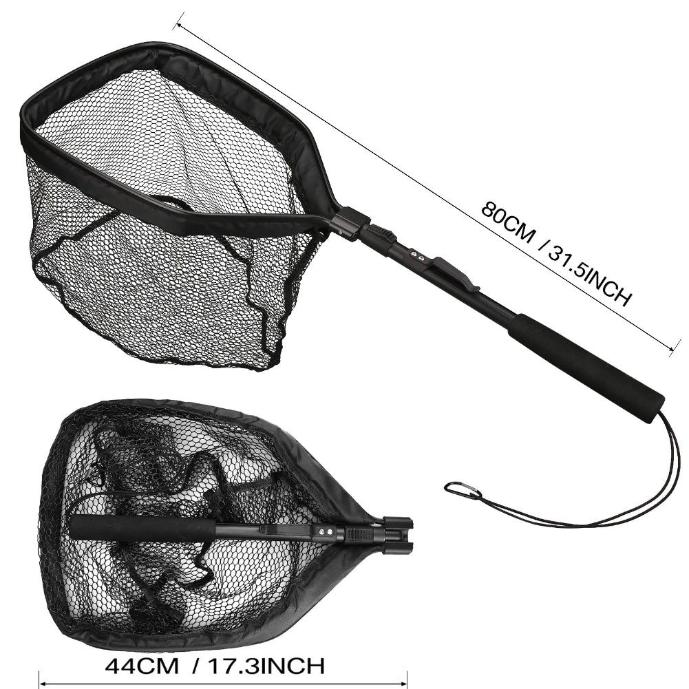 Épuisette de pêche télescopique en aluminium – Pliable et durable