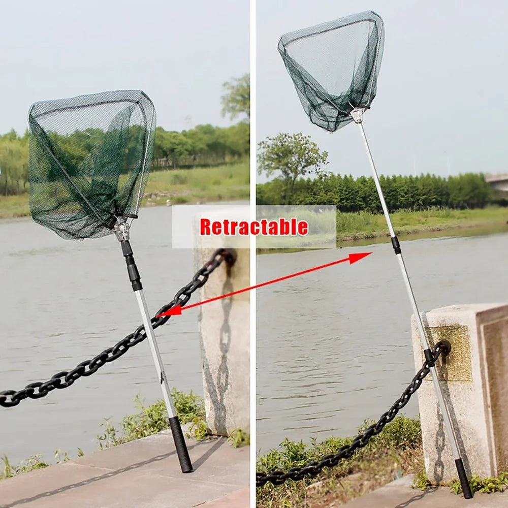 Épuisette de pêche télescopique en aluminium – Pliable et durable