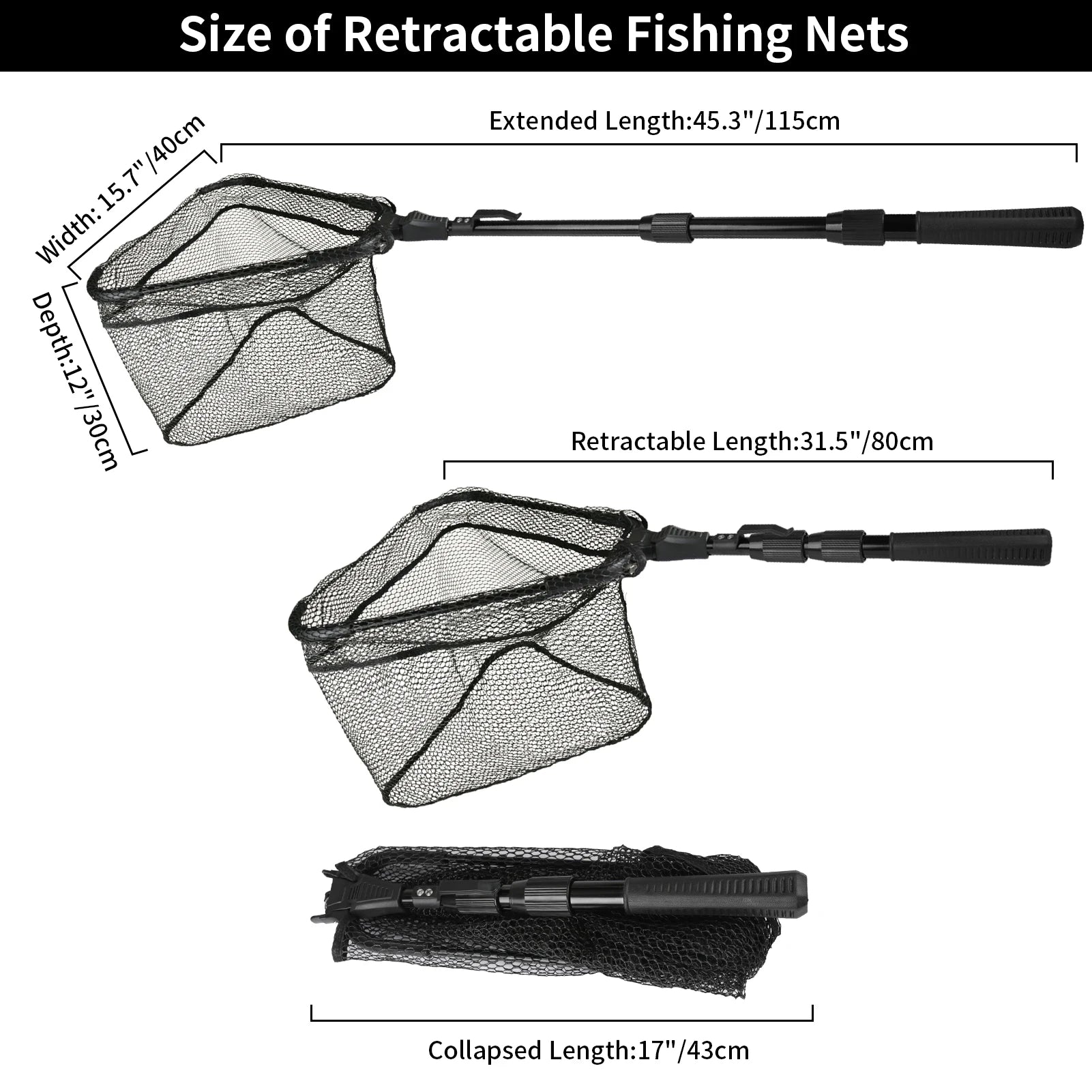 Épuisette de pêche télescopique en aluminium – Pliable et durable