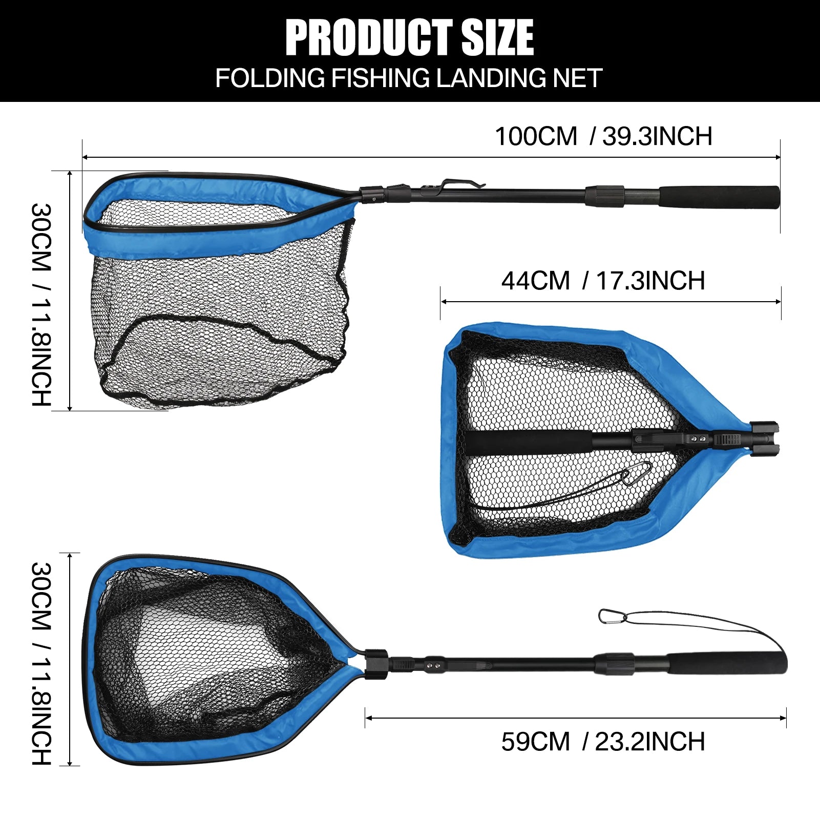 Épuisette de pêche télescopique en aluminium – Pliable et durable
