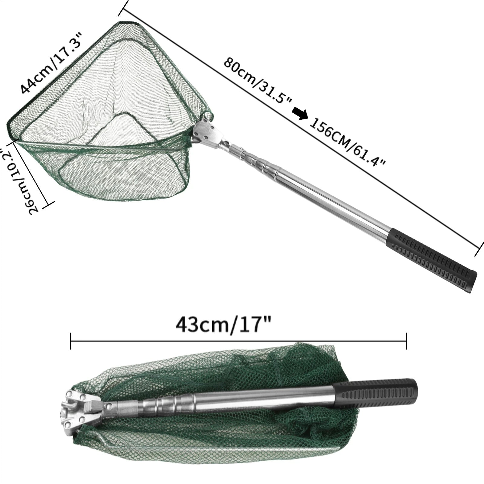 Épuisette de pêche télescopique en aluminium – Pliable et durable