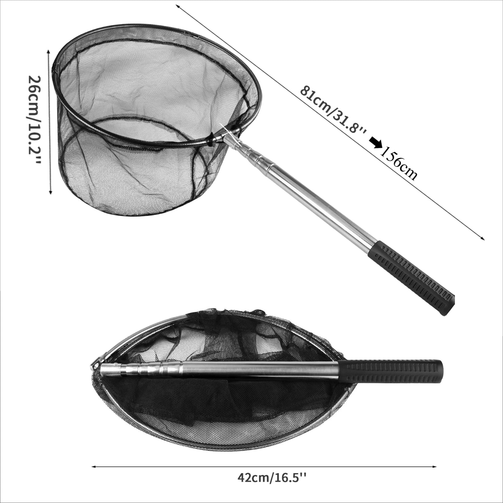 Épuisette de pêche télescopique en aluminium – Pliable et durable