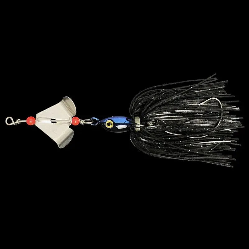 Leurre "Spinner Bait" avec jupe en caoutchouc et double palette