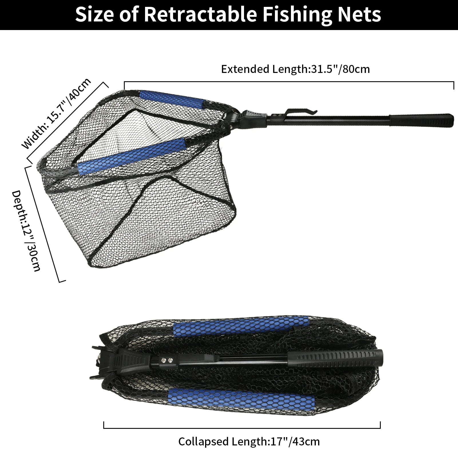 Épuisette de pêche télescopique en aluminium – Pliable et durable